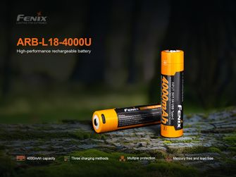 Nabíjecí baterie Fenix 18650 4000 mAh (Li-Ion) s rozhraním USB-C