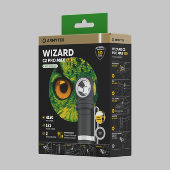 ArmyTek Wizard C2 Pro Max LR White LED kapesní svítilna s klipem na opasek, s baterií 4150 lm