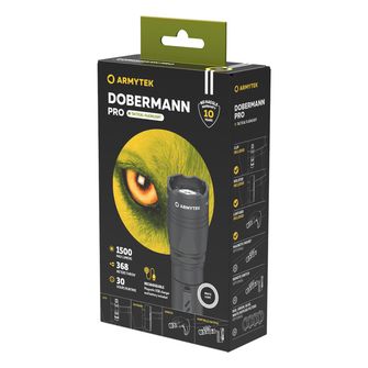 ArmyTek Dobermann Pro White LED kapesní svítilna 1400 lm výkon baterie 114 g